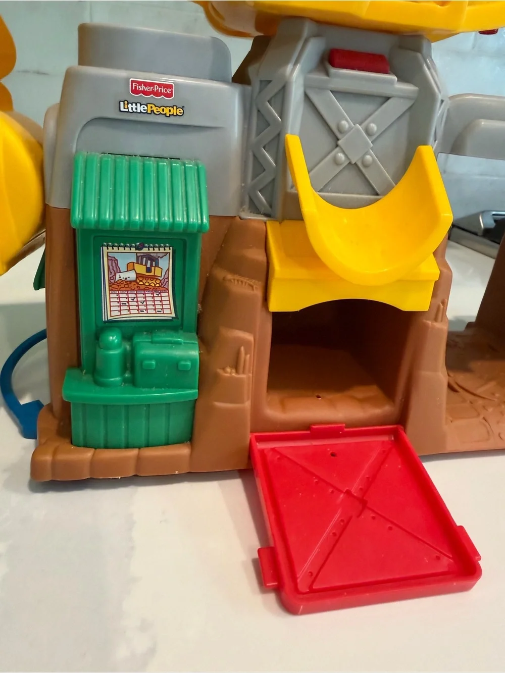 Fisher-Price Yellow Excavator and Play Garage with Red and Green Accents